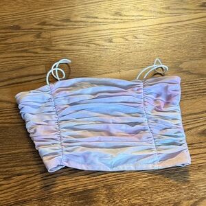 Gab & Kate Ruched Lavender Crop Top Size Small